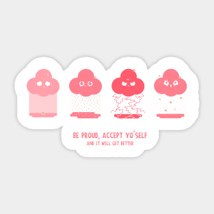 Gay Depressed Little Cloud - From Fear to Acceptance Sticker
